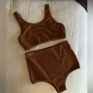 Annagail Vintage Brown Swim Set